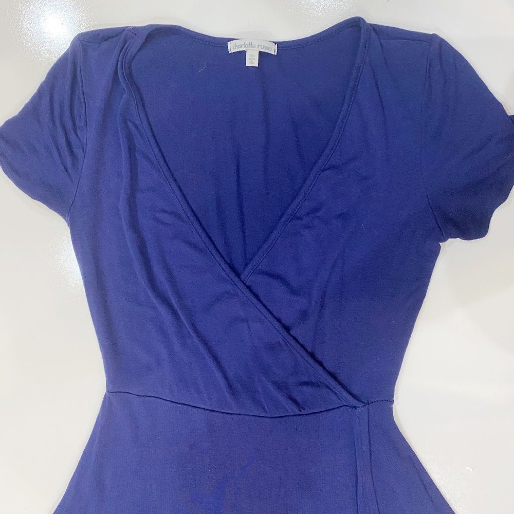 Navy Blue Charlotte Russe Faux Wrap Dress